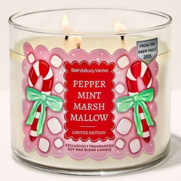 PEPPERMINT MARSHMALLOW 3 Wick Candle - Picture 2 of 4